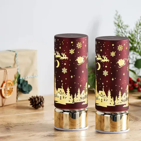 HOME STORIES SET OF 2 PRE LIT WINTER SCENE ROTATING ORNAMENT