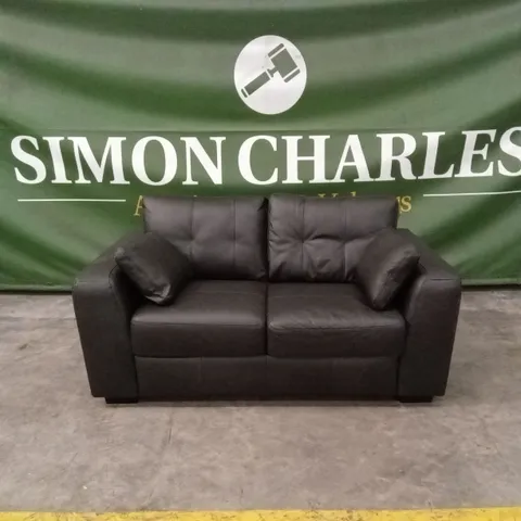 ARDEN ITALIAN LEATHER 2 SEATER SOFA - BLACK