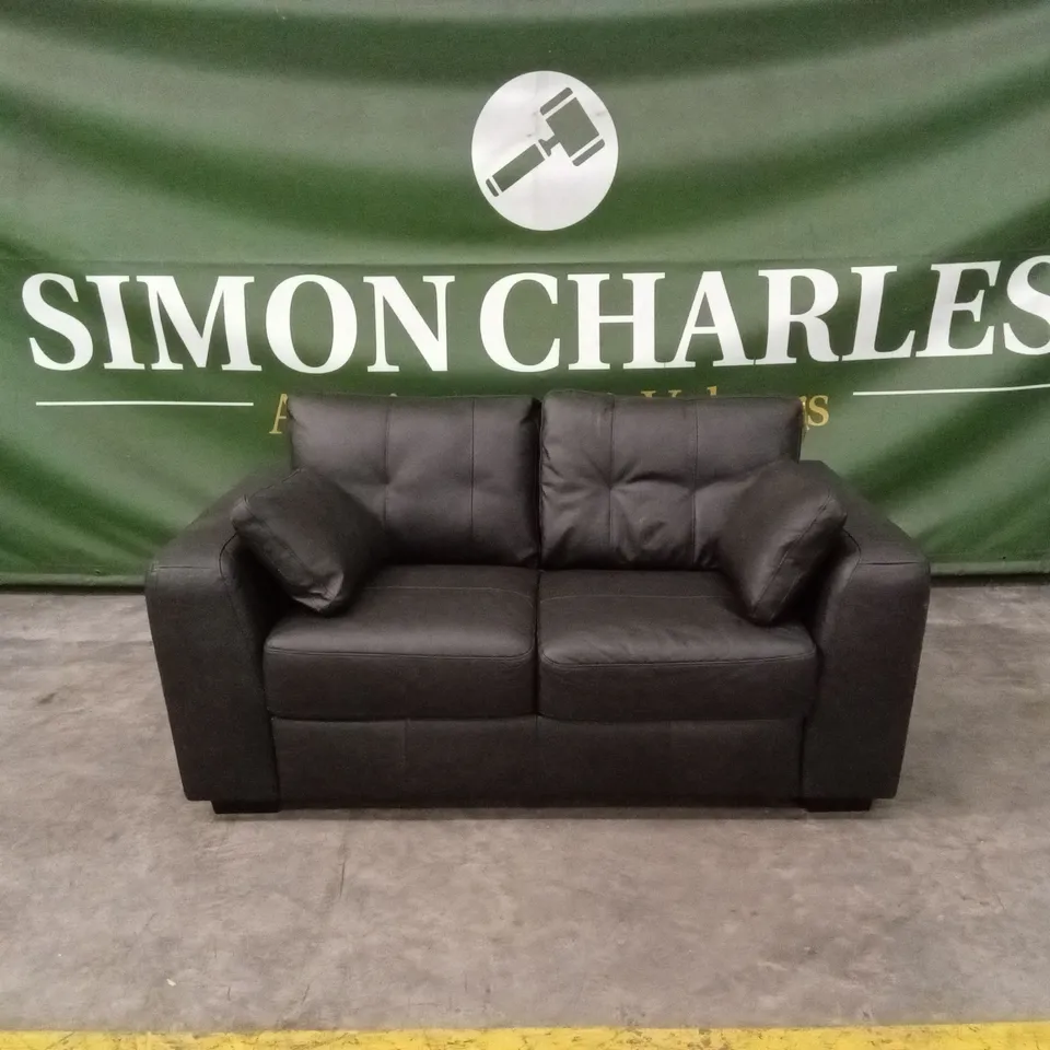 ARDEN ITALIAN LEATHER 2 SEATER SOFA - BLACK RRP £1299