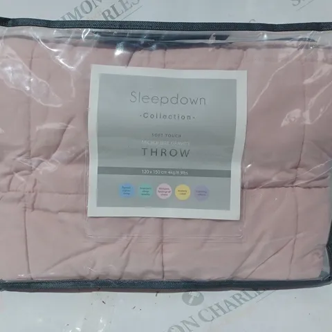 SLEEPDOWN COLLECTION SOFT TOUCH MICROFIBRE GRAVITY THROW IN PINK (120 X 150CM)