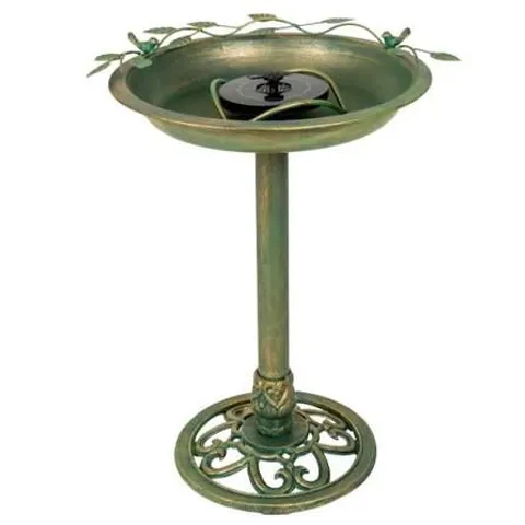 BERNINI SOLAR COLOUR CHANGING STEEL BIRD BATH FOUNTAIN