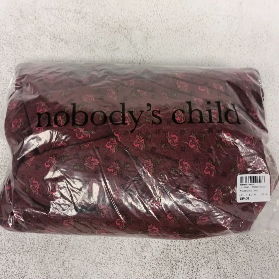 BAGGED NOBODY'S CHILD WINSLET MIDI DRESS IN MABEL FOULARD SIZE UK 14