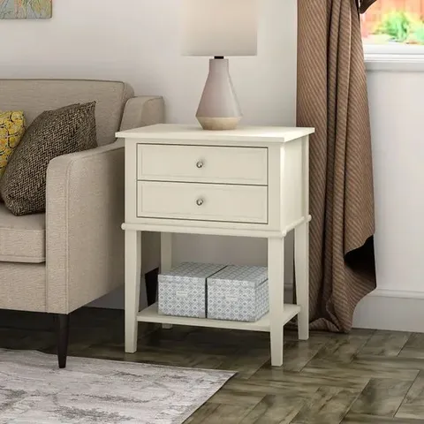 BOXED FRANKLIN BEDSIDE TABLE IN WHITE