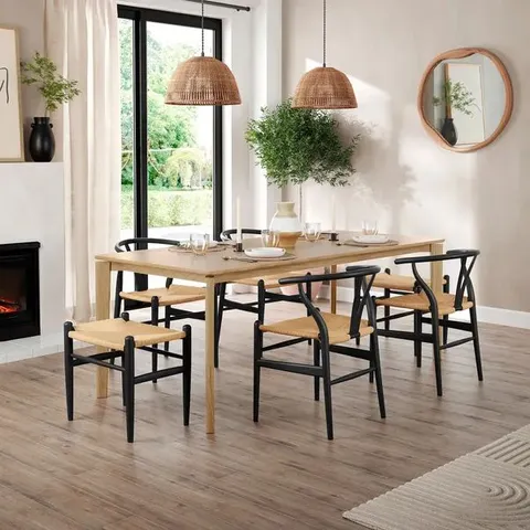 BOXED HUDSON RECTANGULAR EXTENDABLE DINING TABLE, MODERN OAK (1 BOX)