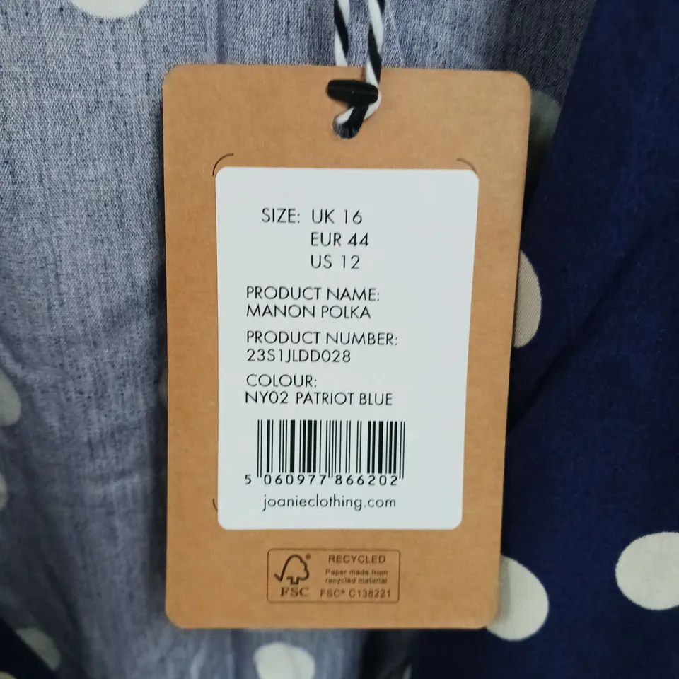 JOANIE MANON POLKA BLUE DRESS - UK 16