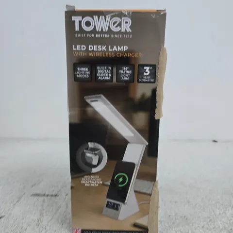 TOWER LED DESK LAMP WITH WIRELESS CHARGER – BOXED