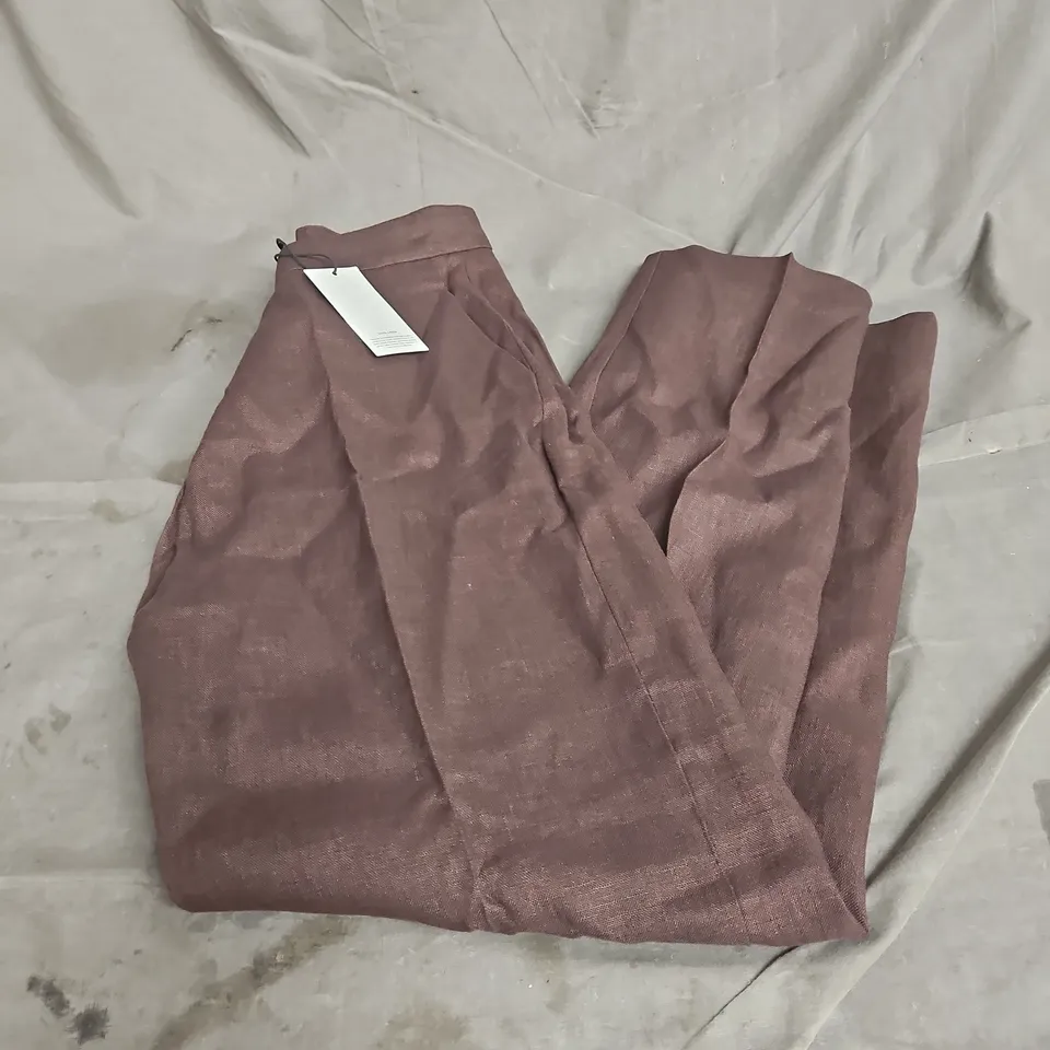MNG LINEN TROUSERS IN CHOCOLATE BROWN SIZE 12