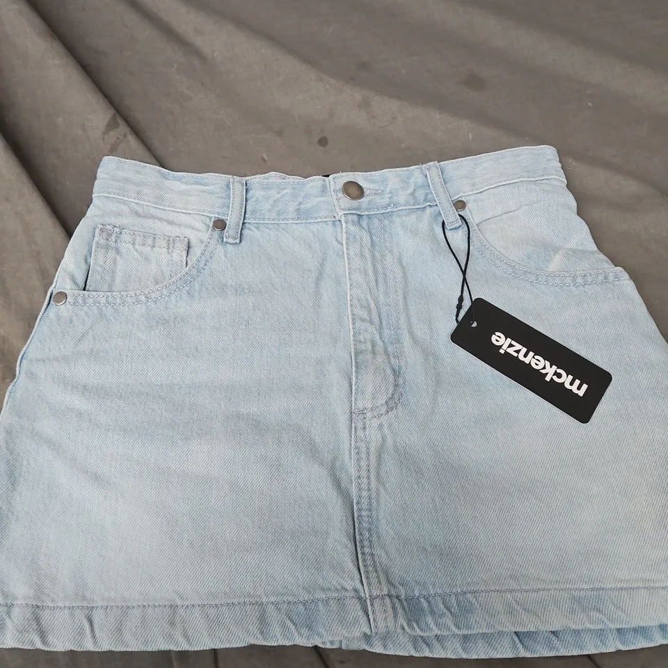MCKENZIE DENIM SKIRT – LIGHT WASH, UK 6