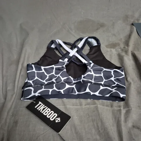 TIKIBOO WOMEN'S SPORTS BRA XS – GIRAFFE PRINT, CROSS-BACK