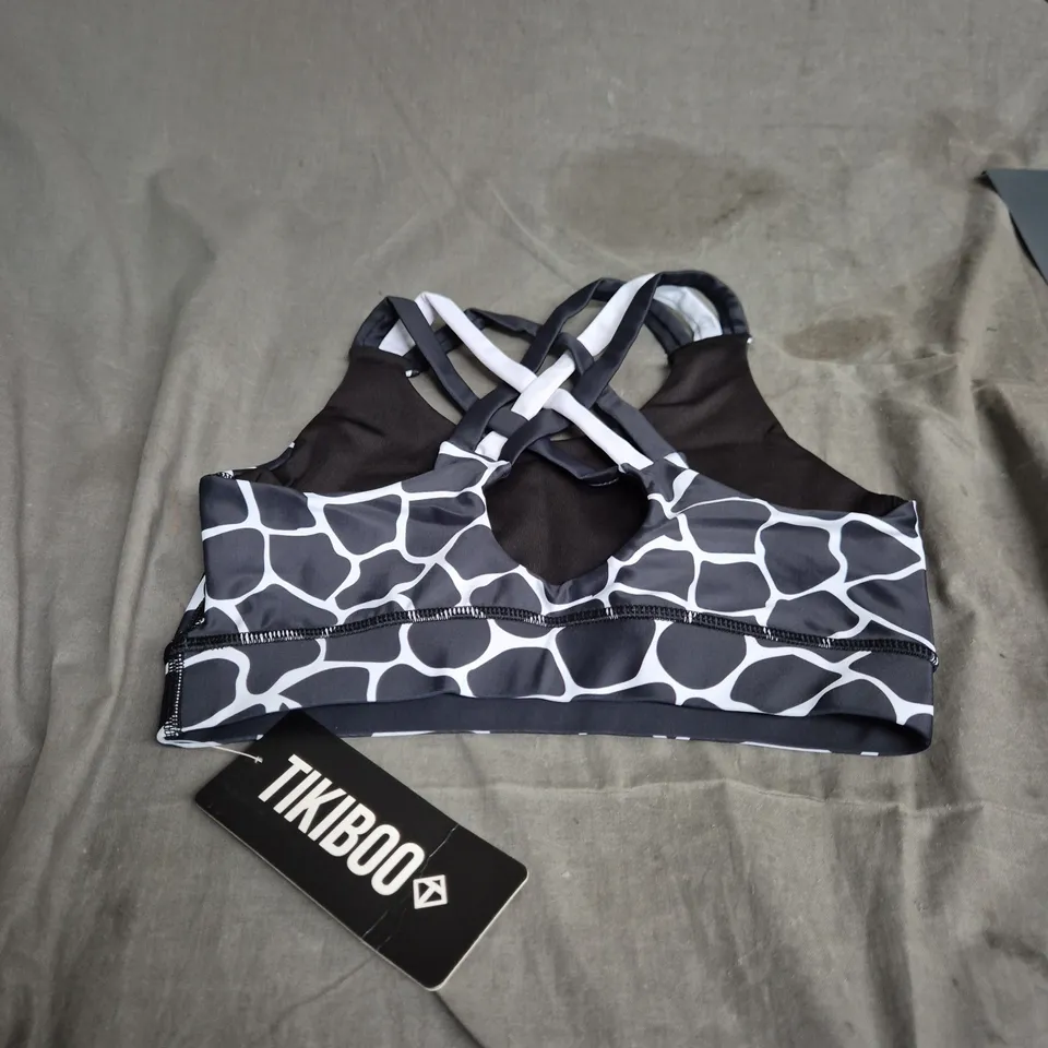 TIKIBOO WOMEN'S SPORTS BRA XS – GIRAFFE PRINT, CROSS-BACK