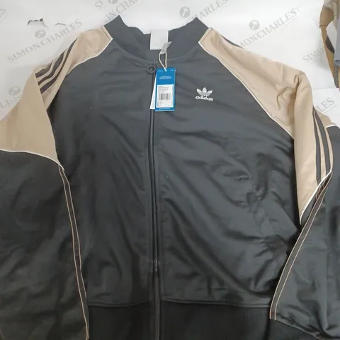 ADIDAS TRICOT BEIGE & BLACK JACKET - LARGE