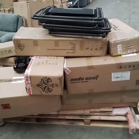 PALLET CONTAINING VARIOUS ASSORTED INCOMPLETE FURNITURE PARTS AND OTHER HOUSEHOLD ITEMS 