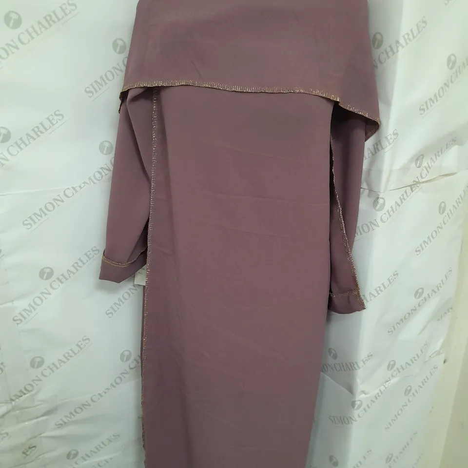 NEW COLLECTION SHAWL DRESS IN PURPLE WITH GOLD EDGE SIZE 14