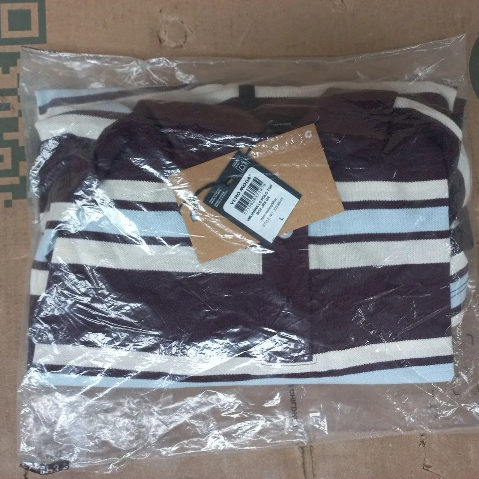 BAGGED VERO MODA KID'S LONG SLEEVE POLO TOP IN WINETASTING/MOA SIZE LARGE