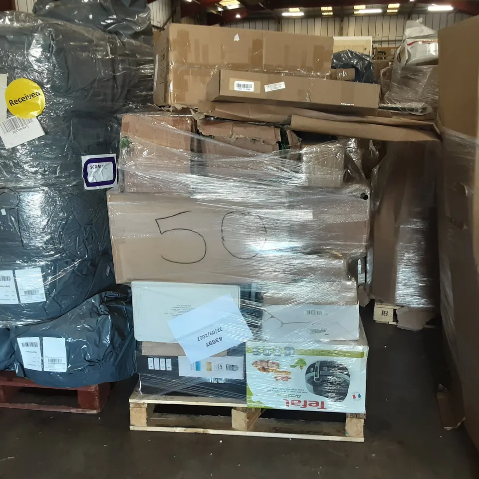PALLET OF ASSORTED PRODUCTS TO INCLUDE TEFAL ACTIFRY,  BBK MICROWAVE OVEN, CYBEX GOLD ATON M, CHICCO MIINIMO BABY STROLLER, THOMPSON DESK FAN,   
