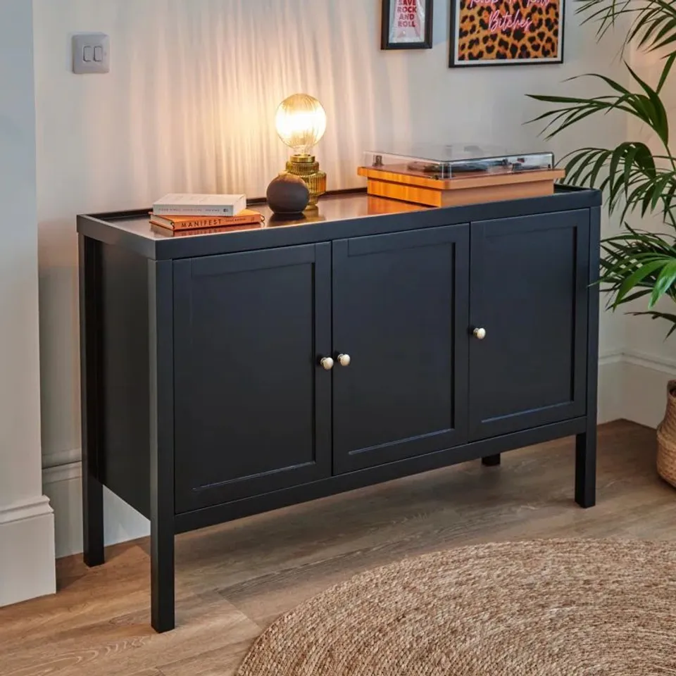 BOXED MARIAH 122cm SIDEBOARD - BLACK (2 BOXES)