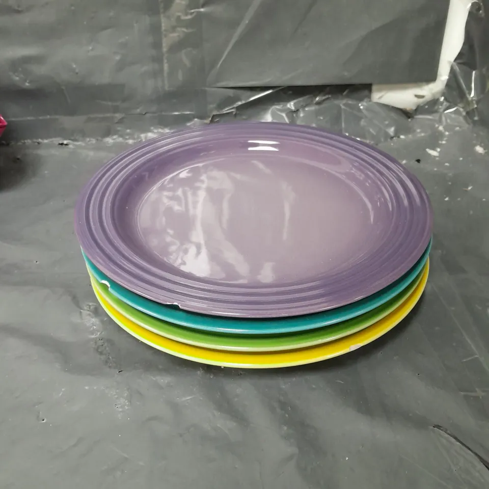 LE CREUSET SET OF RAINBOW SIDE PLATES - COLLECTION ONLY 