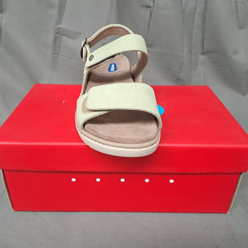 BOXED PAIR OF WOLKY OPEN TOE WEDGE SANDALS IN GREEN EU SIZE 40