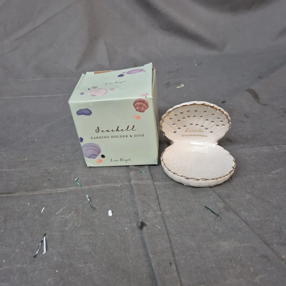 LISA ANGEL SEASHELL EARRING HOLDER & DISH – SHELL-SHAPED JEWELLERY DISPLAY (120 X 110 X 55 MM)
