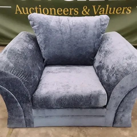 QUALITY DESIGNER ARMCHAIR - BLUE FABRIC