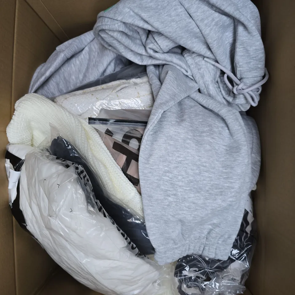 APPROXIMATELY 20 ASSORTED CLOTHING PRODUCTS IN VARIOUS STYLES & SIZES TO INCLUDE JACKETS, T-SHIRTS, SHORTS ETC