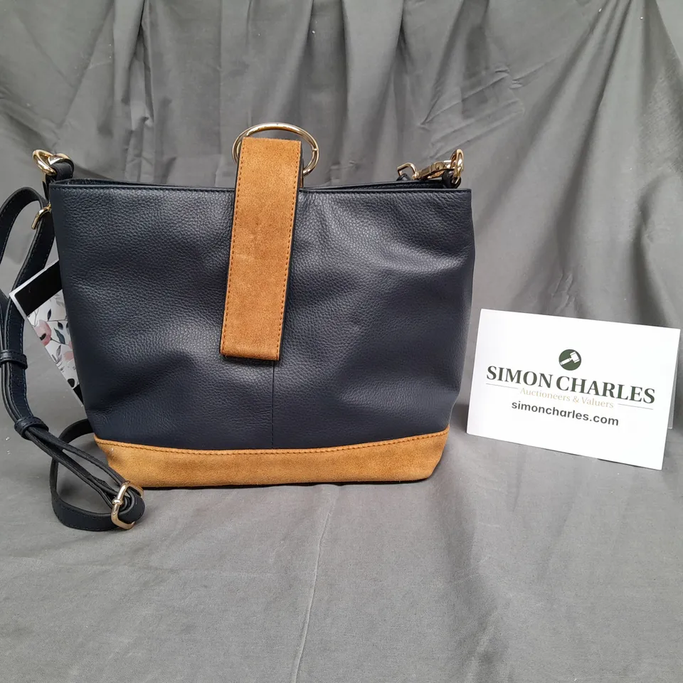 ASHWOOD LADIES BLUE AND TAN HANDBAG
