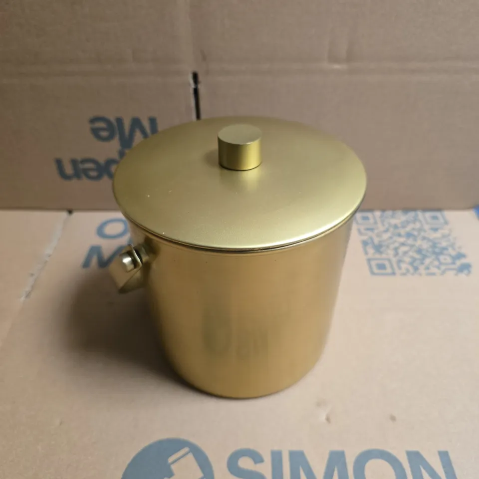 BRASS STORAGE POT WITH LID AND SIDE HANDLE 