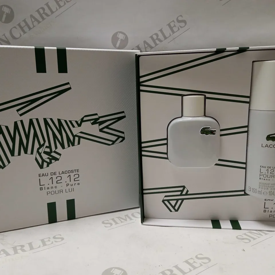 LACOSTE L.12.12 FOR MEN BLANC POUR LUI EAU DE TOILETTE SPRAY 50ML GIFT SET