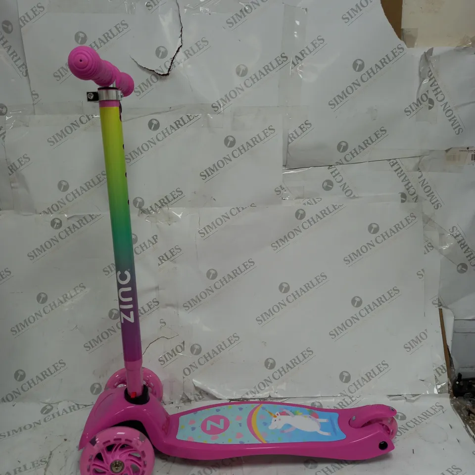 ZINC THREE WHEELED LIGHT UP SCOOTER (UNICORN)  RRP £39.99