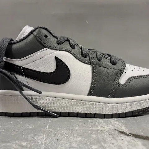 BOXED PAIR OF NIKE AIR JORDAN 1 LOW SHOES IN DARK GREY/WHITE/BLACK UK SIZE 3