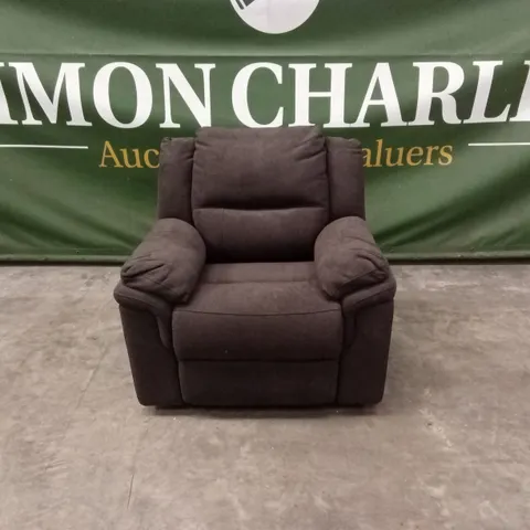 ALBION CHENILLE HIGH BACK MANUAL RECLINER ARMCHAIR - CHARCOAL