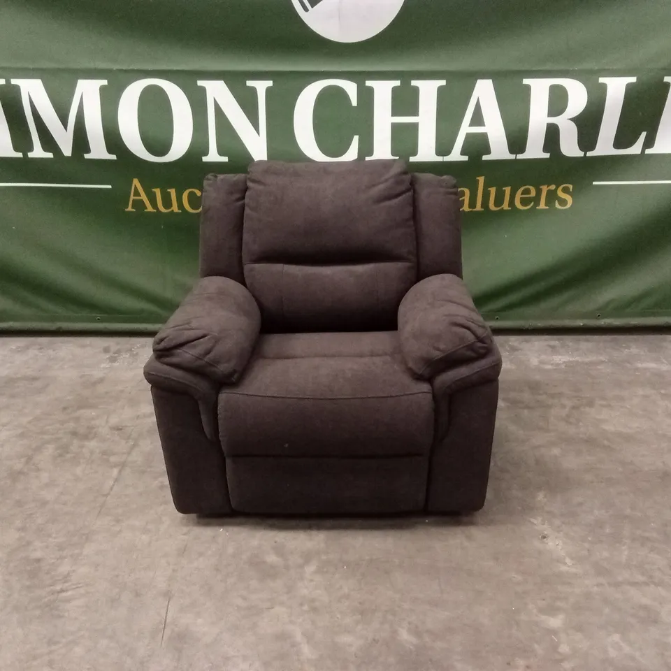 ALBION CHENILLE HIGH BACK MANUAL RECLINER ARMCHAIR - CHARCOAL RRP £479
