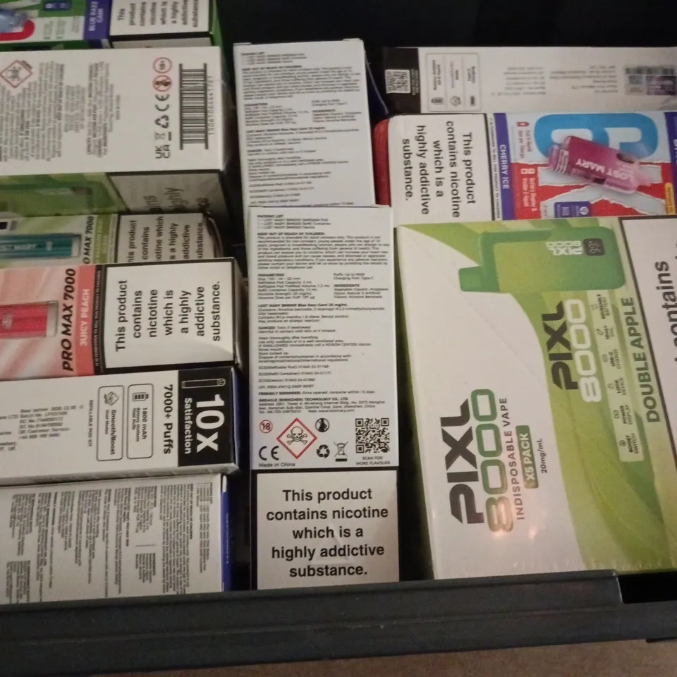 APPROXIMATELY 20 ASSORTED E-CIGARETTE PRODUCTS TO INCLUDE BRANDS SUCH AS LOST MARY, HAYATI, PIXL, ETC - COLLECTION ONLY