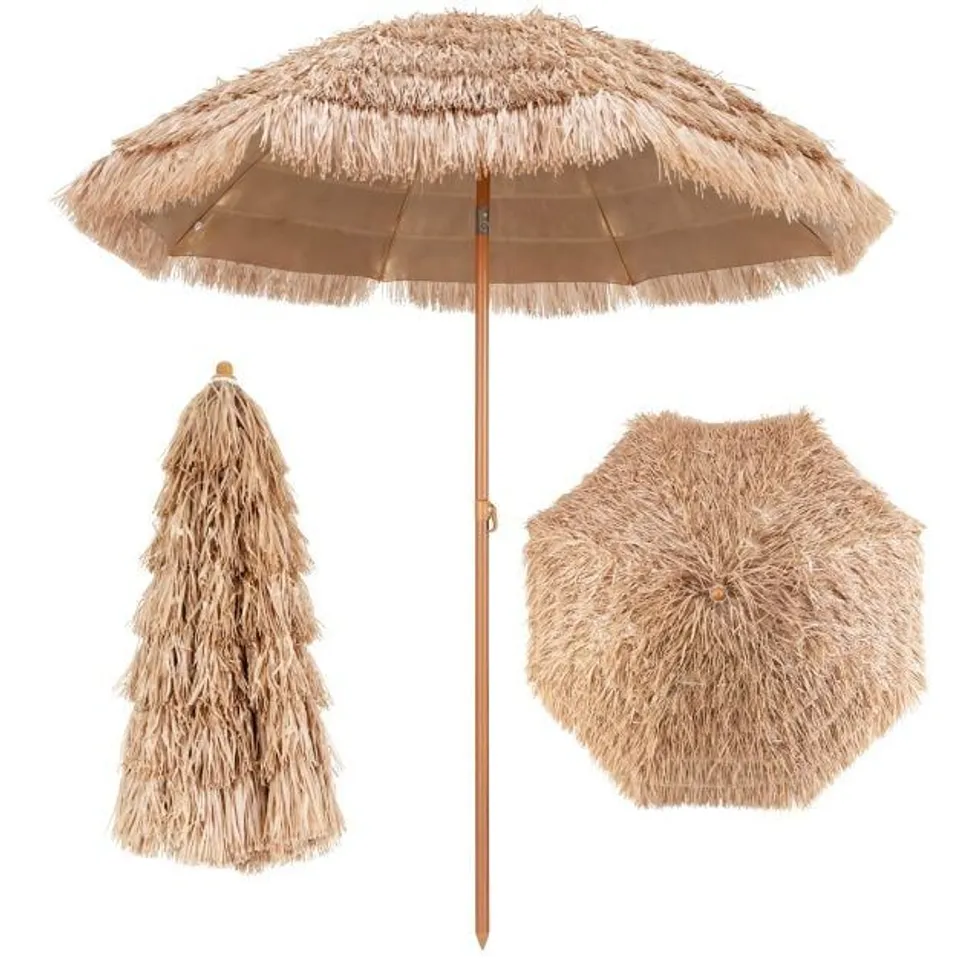 BOXED COSTWAY 9 FEET THATCHED TIKI UMBRELLA WITH 8 RIBS