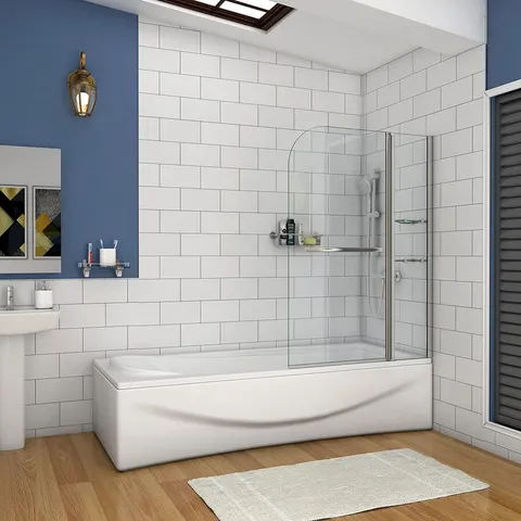 BOXED 1000/1200mm X 1400mm PIVOT BATH SHOWER 6mm TEMPERED GLASS SCREEN (1 BOX)