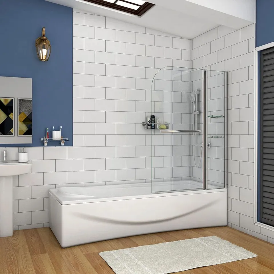 BOXED 1000/1200mm X 1400mm PIVOT BATH SHOWER 6mm TEMPERED GLASS SCREEN (1 BOX)