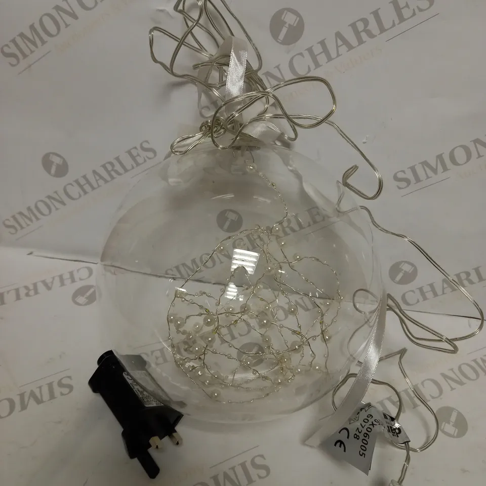 GLASS BALL WITH PEARL DECORATION, LED STRIP, ADAPTOR  LARGE