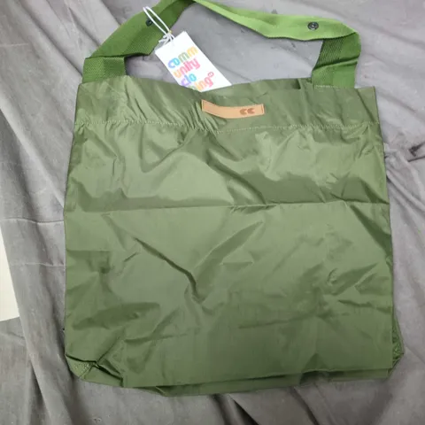 OLIVE GREEN FOLDABLE TOTE BAG WITH GREEN HANDLES PACK A SACK 