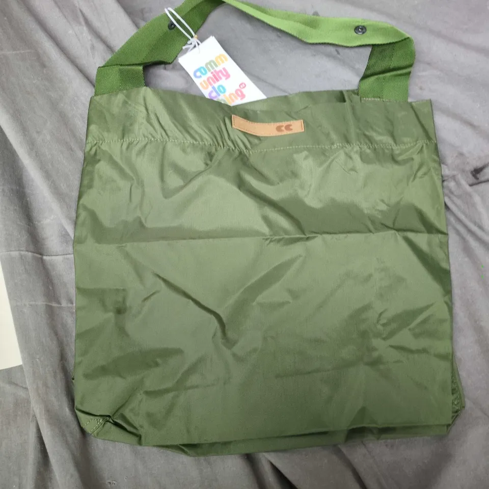 OLIVE GREEN FOLDABLE TOTE BAG WITH GREEN HANDLES PACK A SACK 