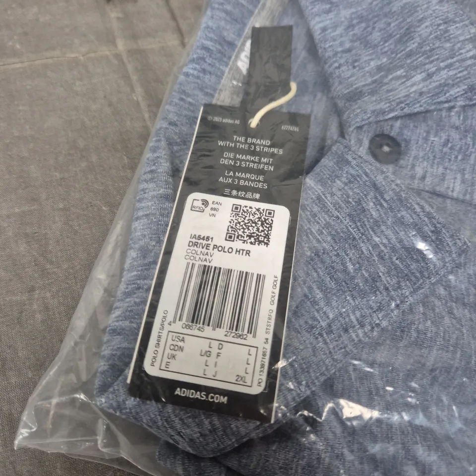 ADIDAS DRIVE POLO SHIRT - BLUE HEATHER, MEN'S UK SIZE L (NEW WITH TAGS)