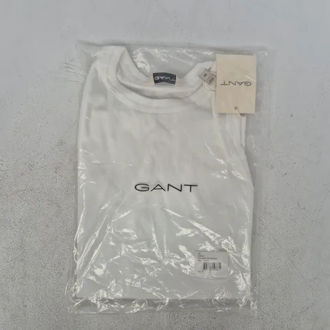 BAGGED GANT HIGH NECK RIB TANK TOP IN WHITE SIZE MEDIUM