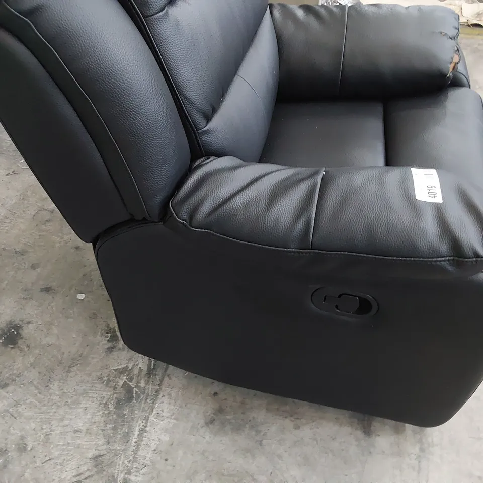 DESIGNER MANUAL RECLINING EASY CHAIR BLACK FAUX LEATHER 