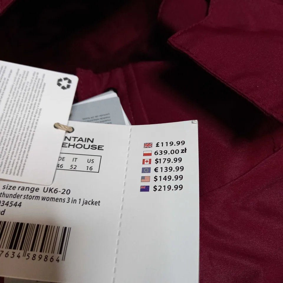 MOUNTAIN WAREHOUSE WATERPROOF JACKET SIZE 20