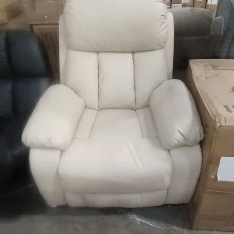QUALITY DESIGNER CREAM FAUX LEATHER RECLINER CHAIR