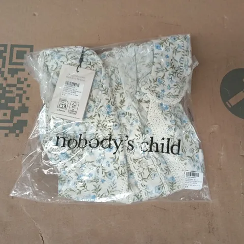 BAGGED NOBODY'S CHILD THIMBOLINA TRIM DETAIL PETER PAN BLOUSE IN BLUE/MULTI SIZE UK 12