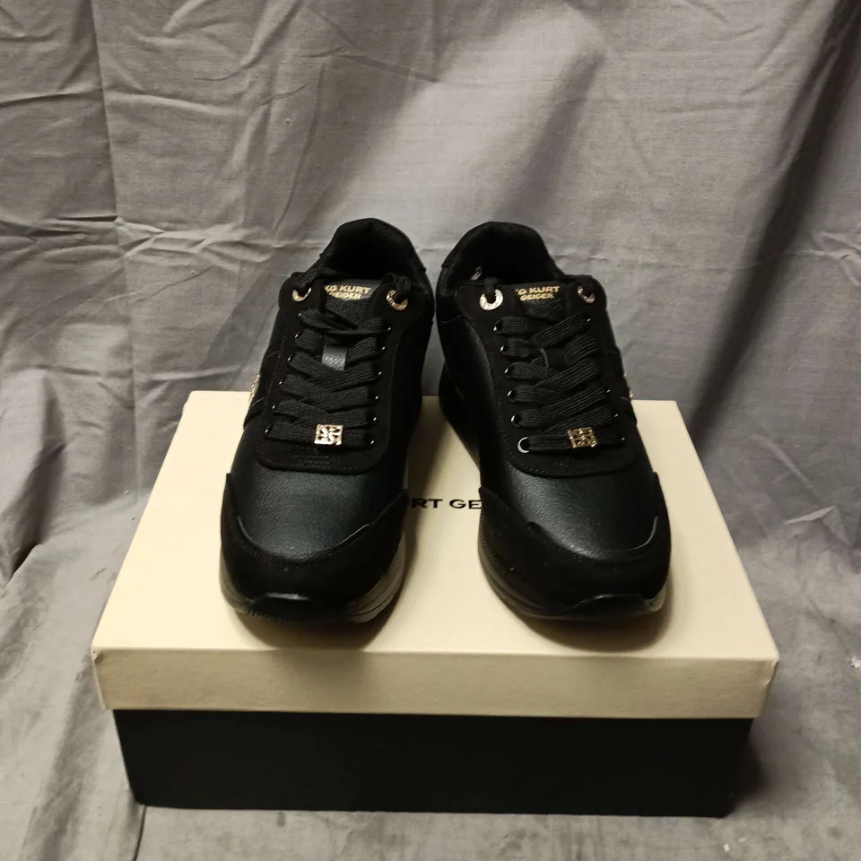 BOXED PAIR OF KURT GEIGER LIEN LACE UP SHOES IN BLACK - SIZE 39