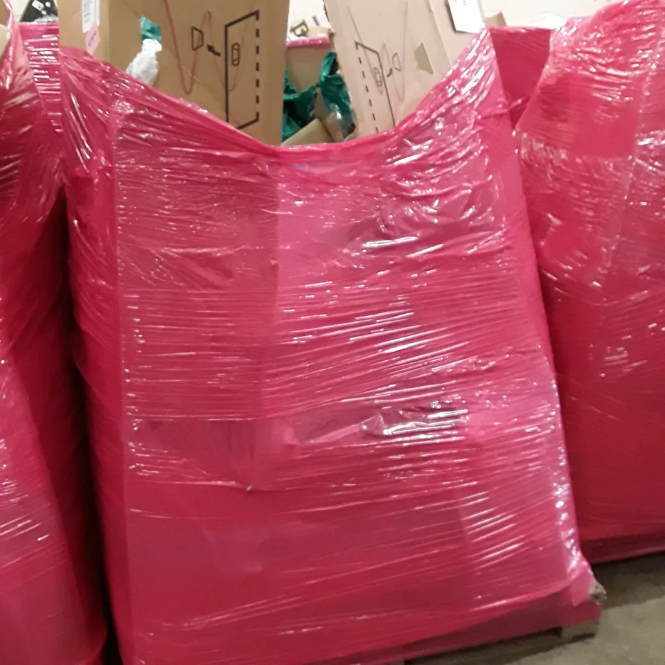 PALLET OF ASSORTED PRODUCTS INCLUDING OFFICE CHAIR, KIDS SCOOTER, MOOLAN STEAM MOP, TOMATO CAGES