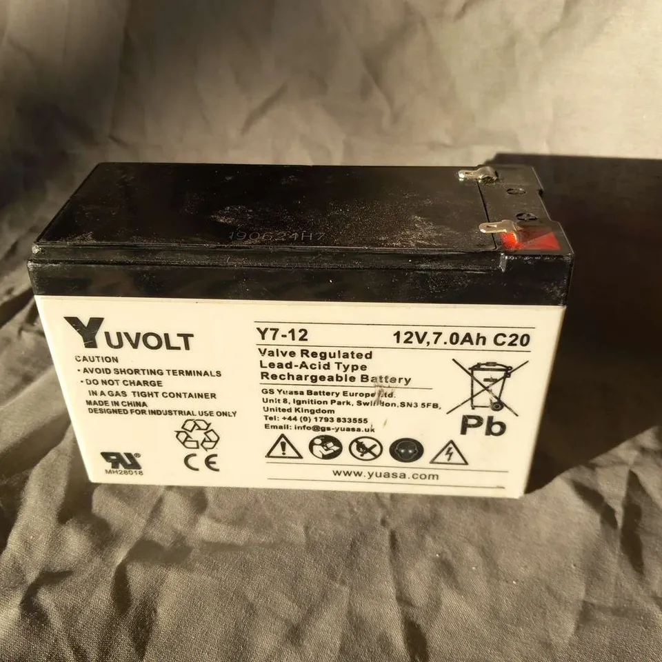 YUVOLT Y7-12 12V, 7.0AH C20 VALVE REGULATED LEAD ACID TYPE RECHARGEABLE BATTERY