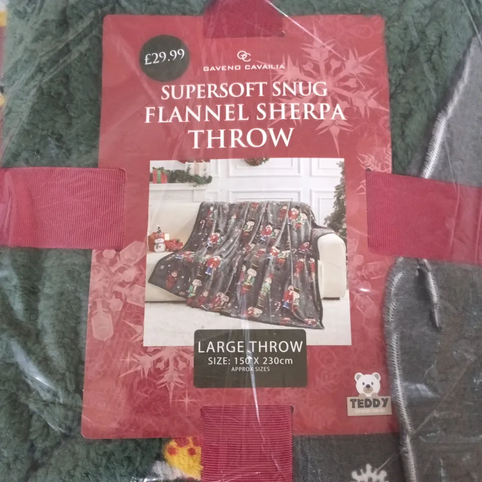 GAVENO CAVALIA SUPERSOFT SNUG FLANNEL SHERPA THROW – LARGE THROW 150 X 230 CM