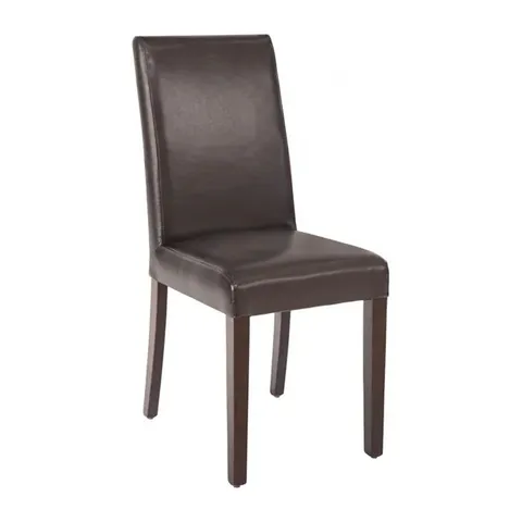BOXED BOLERO FAUX LEATHER DINING CHAIR - DARK BROWN